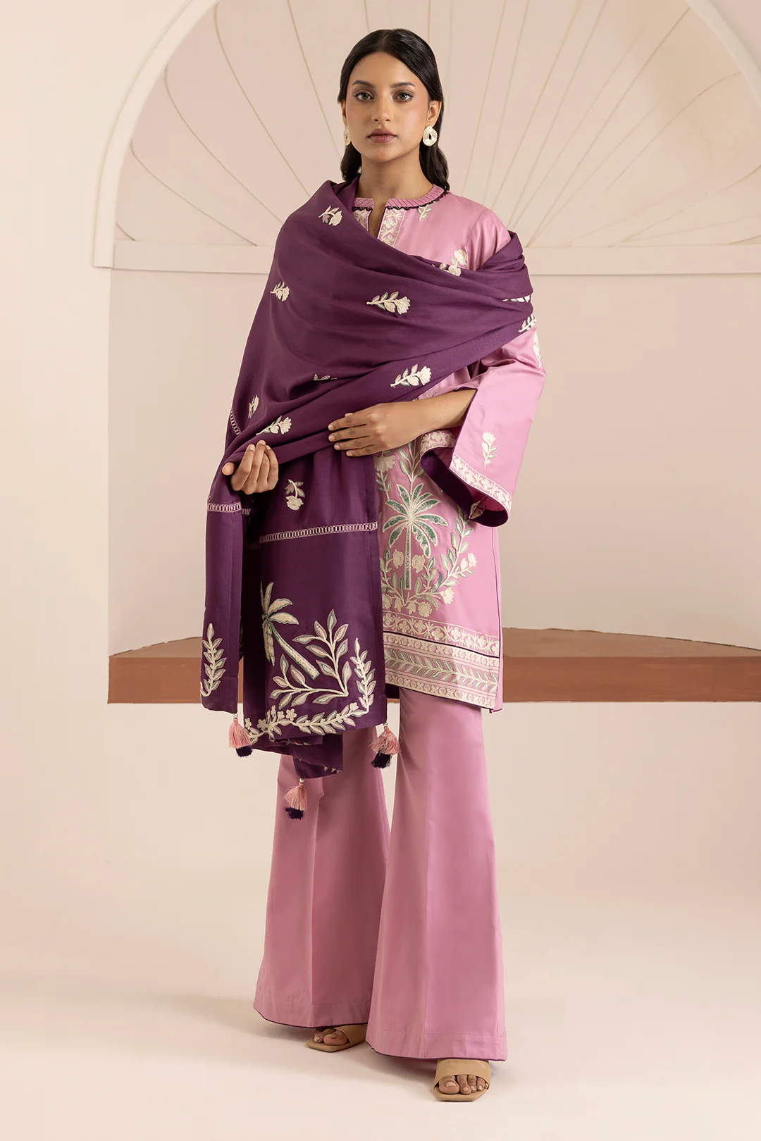 Embroidered Shirt Shalwar Shawl - 0268 - Image 2
