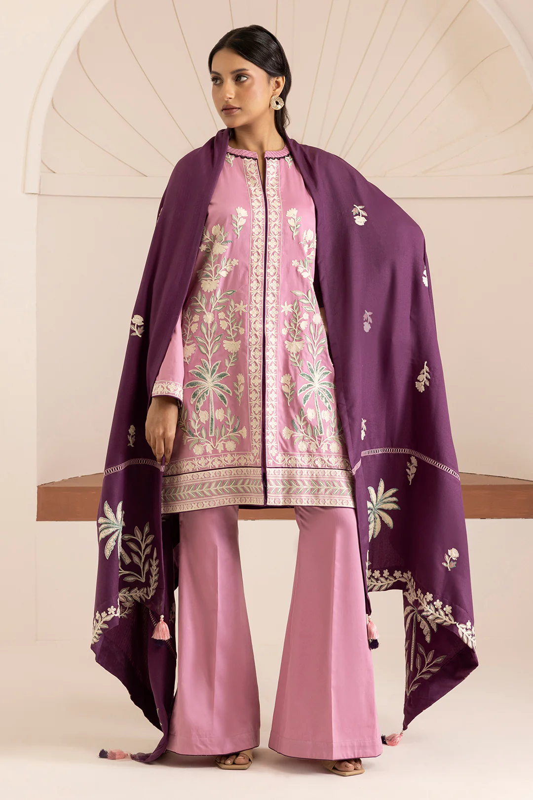 Embroidered Shirt Shalwar Shawl - 0268 - Image 3