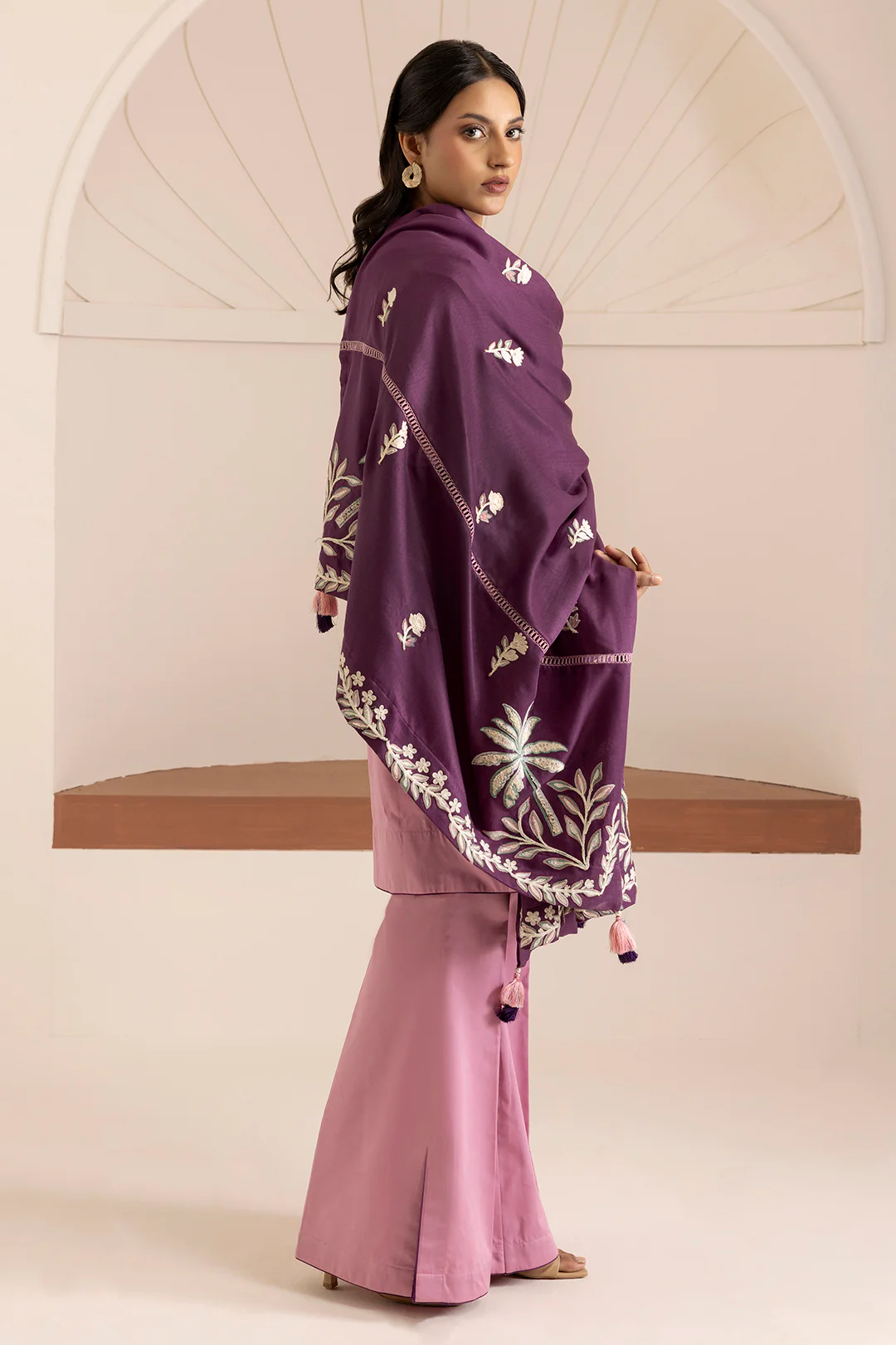 Embroidered Shirt Shalwar Shawl - 0268 - Image 5