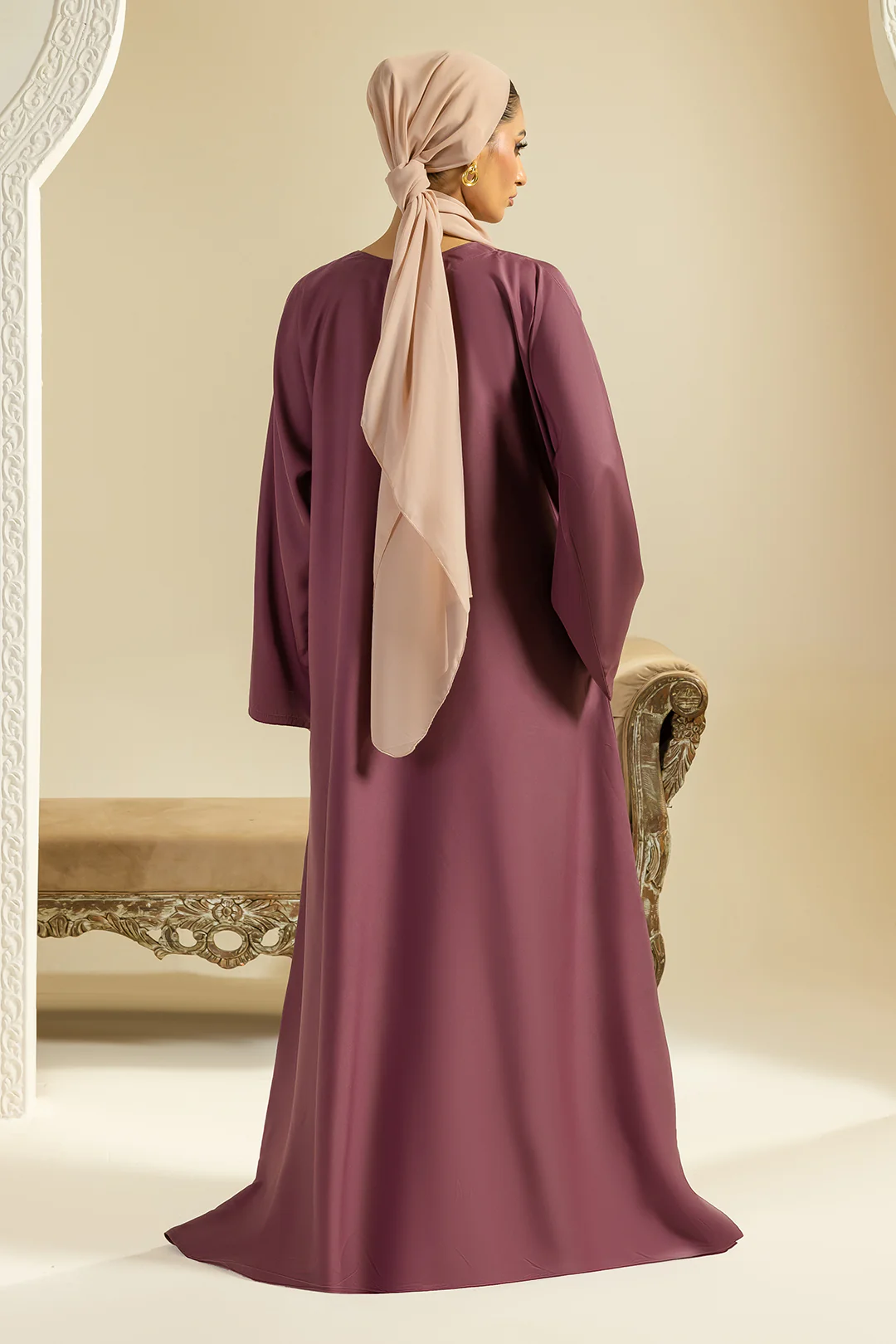 Single Button Plain Abaya with Pocket - 5012 - Image 8