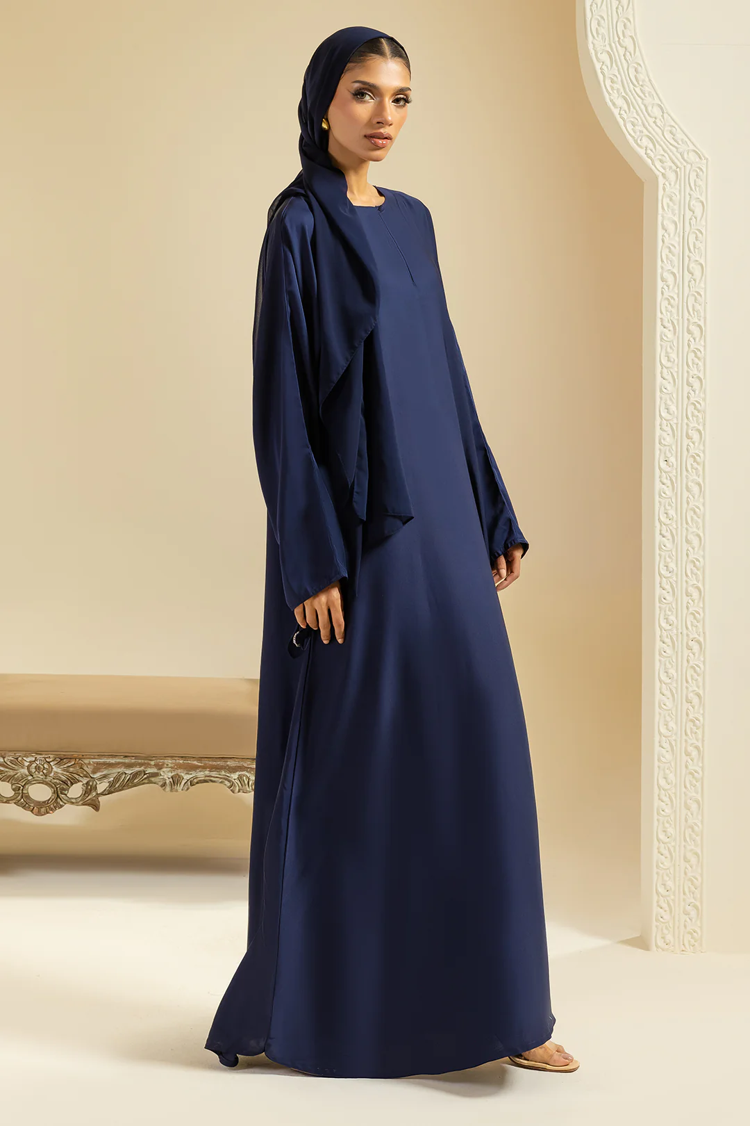 Single Button Plain Abaya with Pocket - 5014 - Image 6