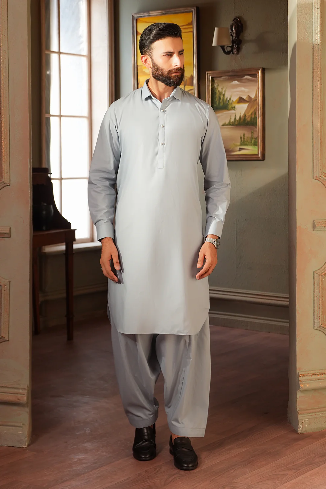 Slub Textured Shalwar Kameez - 6001 - Image 3
