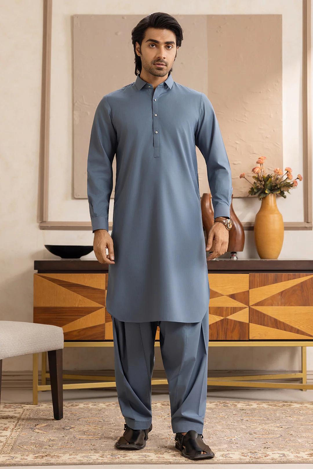 Slub Textured Shalwar Kameez - 6007 - Image 11