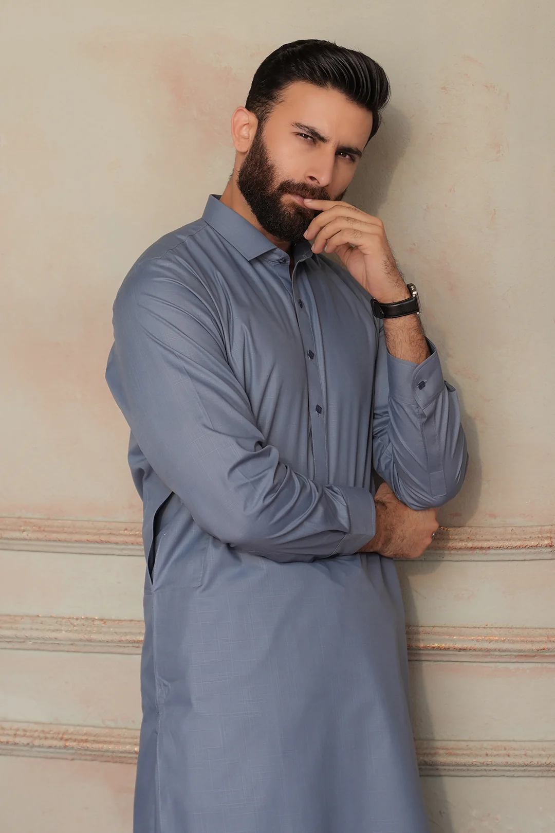 Slub Textured Shalwar Kameez - 6007 - Image 4