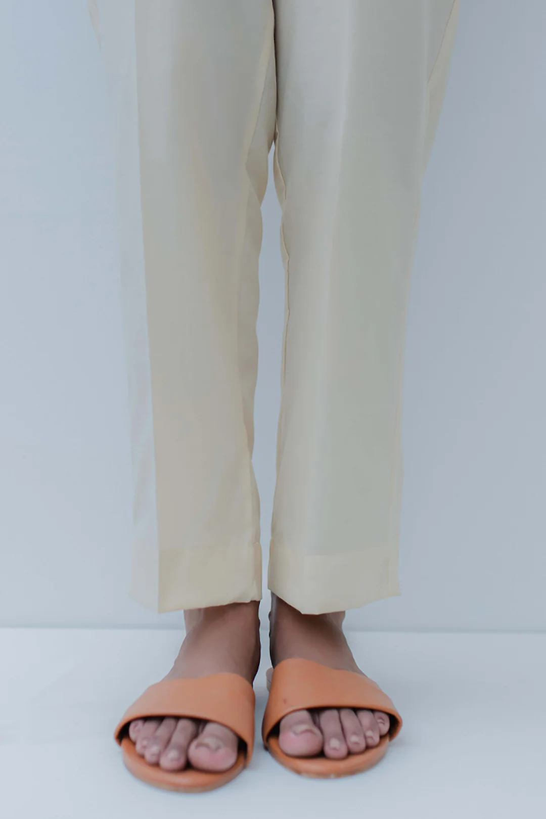 Straight Trouser Cotton Silk Beige - 0025