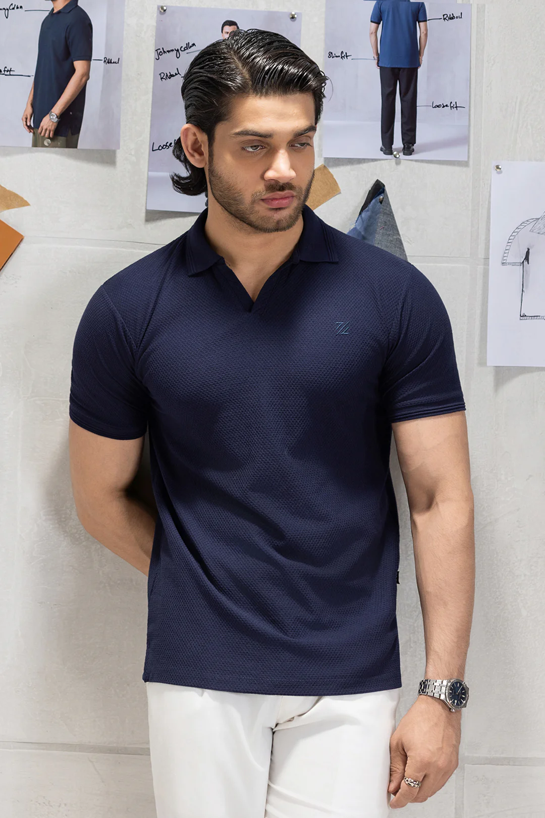 Textured Johnny Collar Polo - 5005 - Image 28