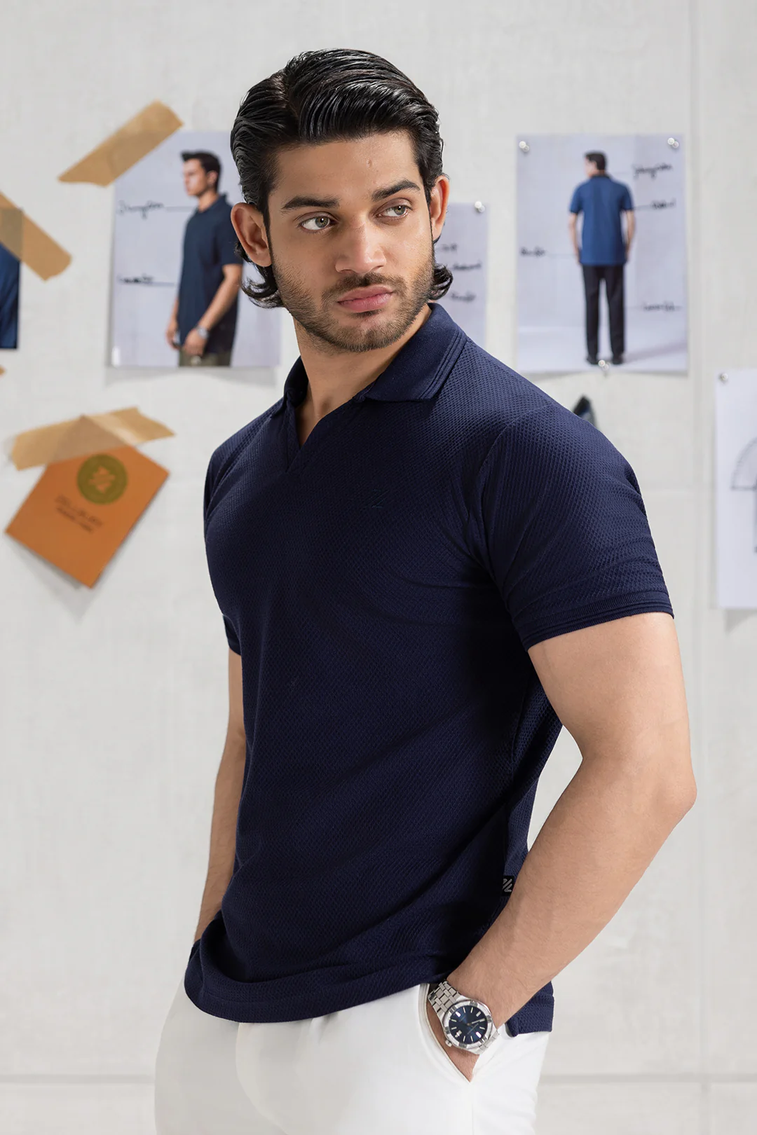 Textured Johnny Collar Polo - 5005 - Image 29