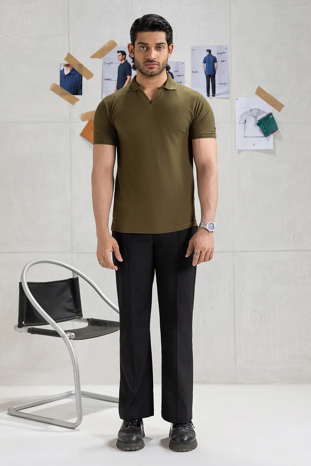 Textured Johnny Collar Polo - 5005 - Image 33